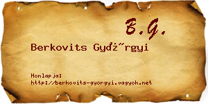 Berkovits Györgyi névjegykártya